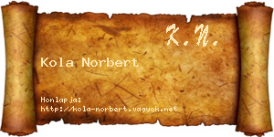Kola Norbert névjegykártya